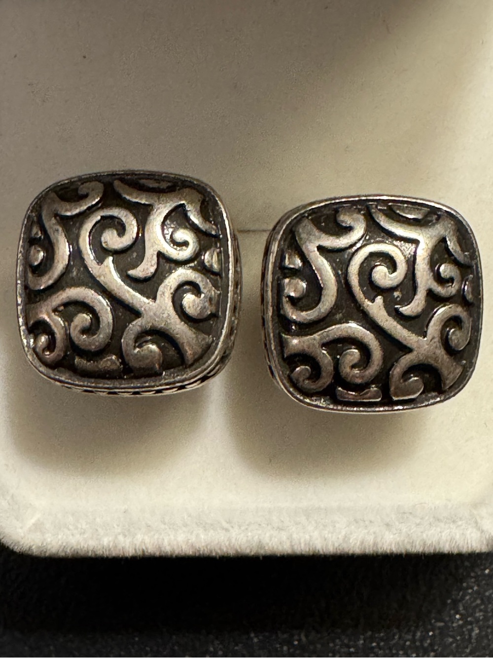 Vintage Sterling Silver Scrollwork Clip On Earrings